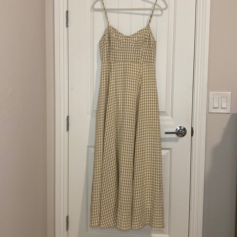 Express English Factory Gingham corset maxi dress